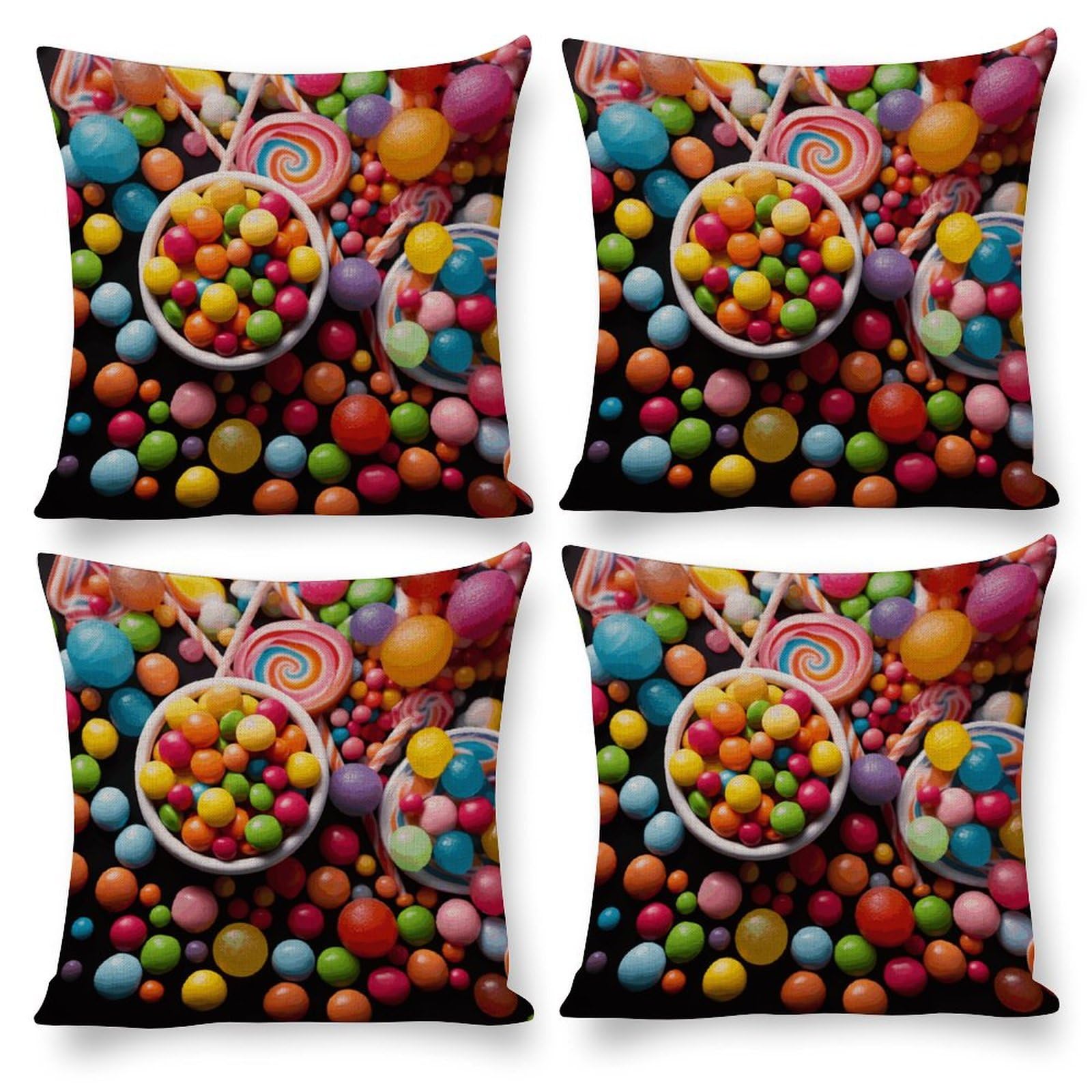 Housse de coussin bonbons multicolore taie oreiller carrée canapé