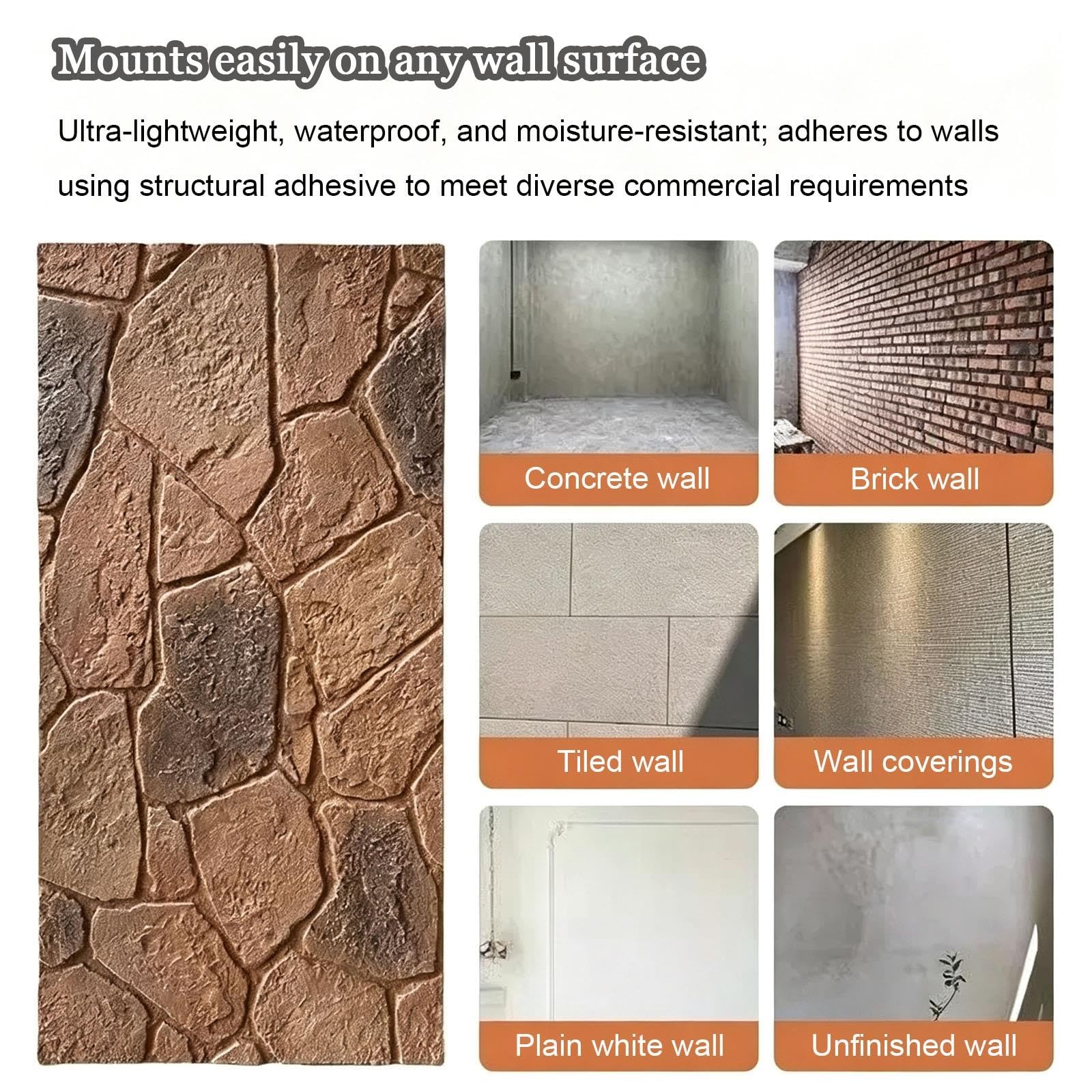 Panel De Pared De Poliuretano (PU) Con Imitación De Piedra Irregular,Ligero