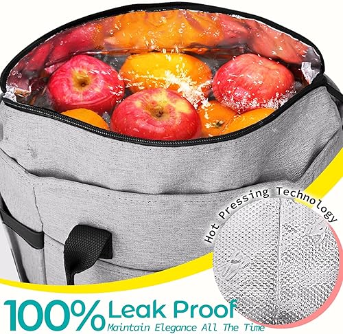 Miniatura 6 de Kipbelif - Bolsas de almuerzo aisladas bonitas y elegantes para mujeres – Lonchera grande y funcional para adultos, bolsa estilo bolso para trabajar