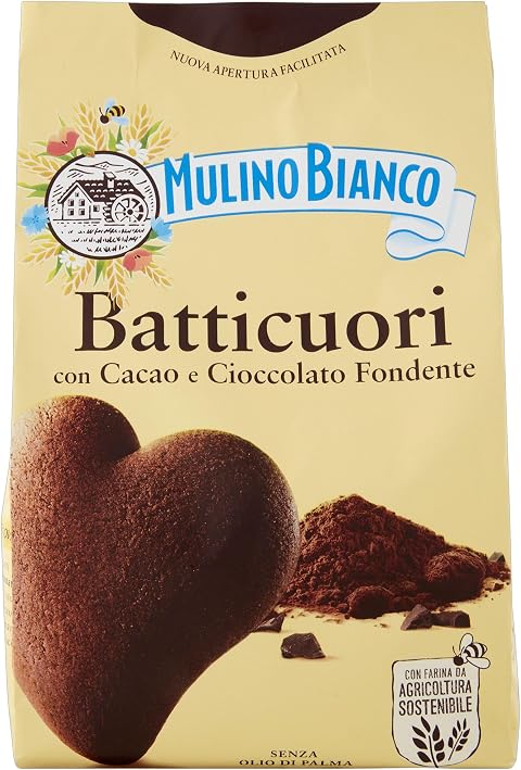 Mulino Bianco Biscotti Frollini Batticuori con Cacao e Cioccolato, Senza Olio di Palma, Colazione Ricca di Gusto, 350 g