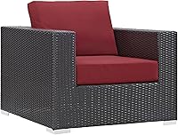 Vista 14 de Modway Convene - Sofá biplaza de mimbre para patio al aire libre con cojines en color beige espresso