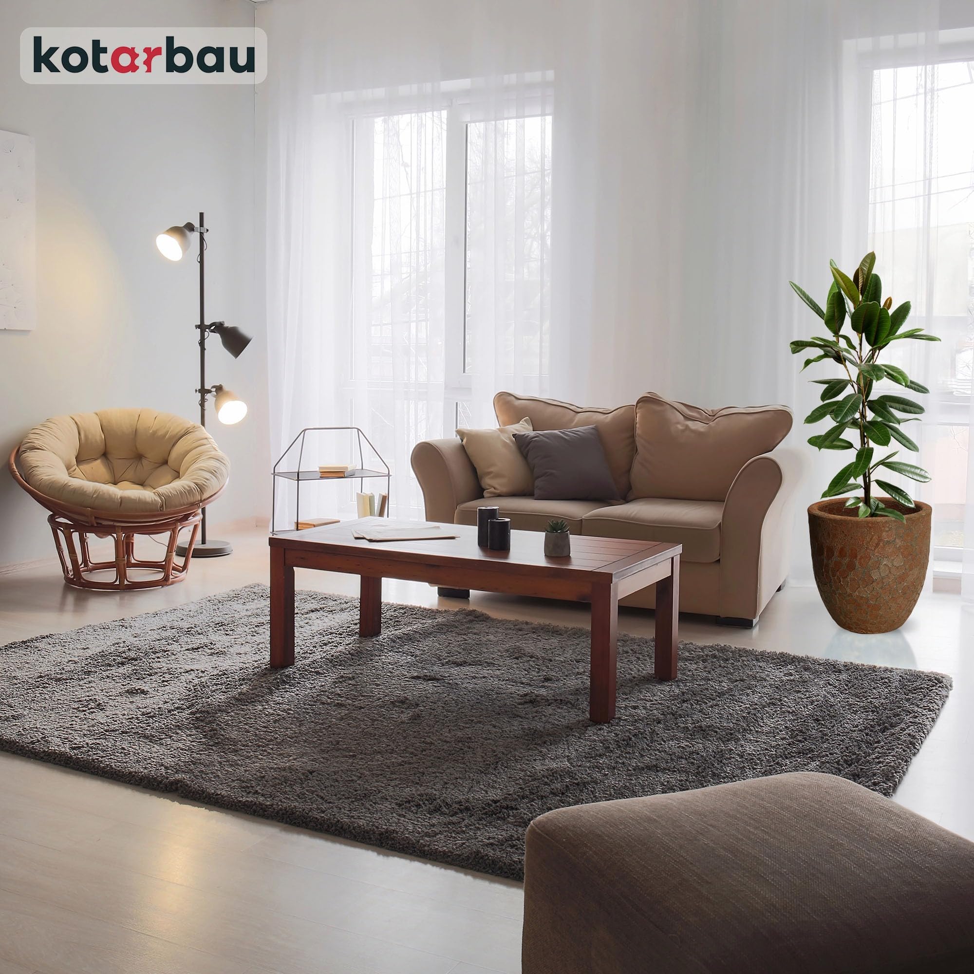 KOTARBAU® Keramik Pflanzenübertopf Braun Höhe 34 cm ⌀ 37 cm glasierte Blumentöpfe innen Wohnzimmer Outdoor & Indoor frostsicher Blumentopf Plant Pot Topf für Pflanzen