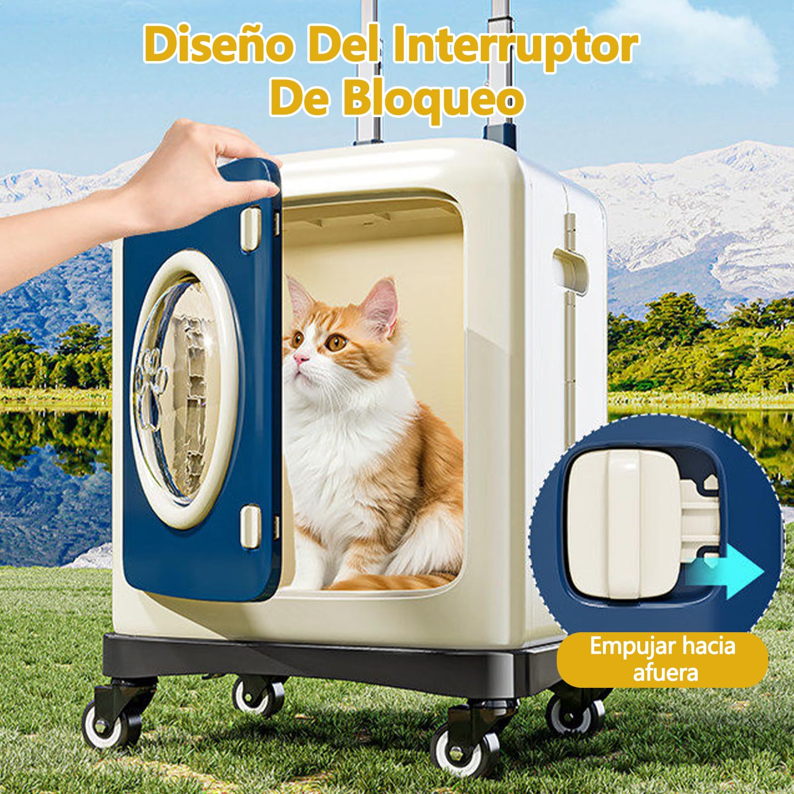 Galatée Cochecito para Mascotas, Mochila para Perros con Ruedas Rodantes, Bolsa Plegable para Perros para Viajar, Acampar Al Aire Libre, Bolsa para Mascotas Aprobada por La Aerolínea(Azul)