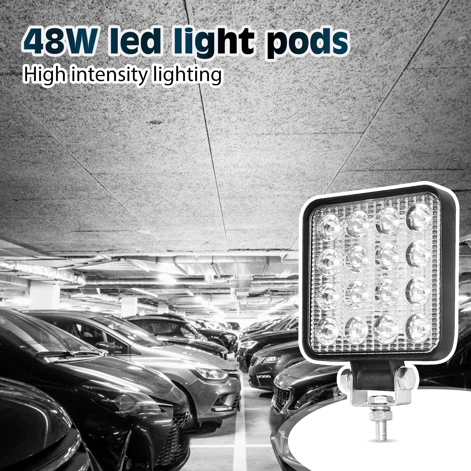 Sporgo LED fari da lavoro, 2 pezzi da 48W, LED per fuoristrada, riflettore, fari aggiuntivi, 12V 24V, impermeabili IP67, per trattore, escavatore, SUV, UTV, ATV