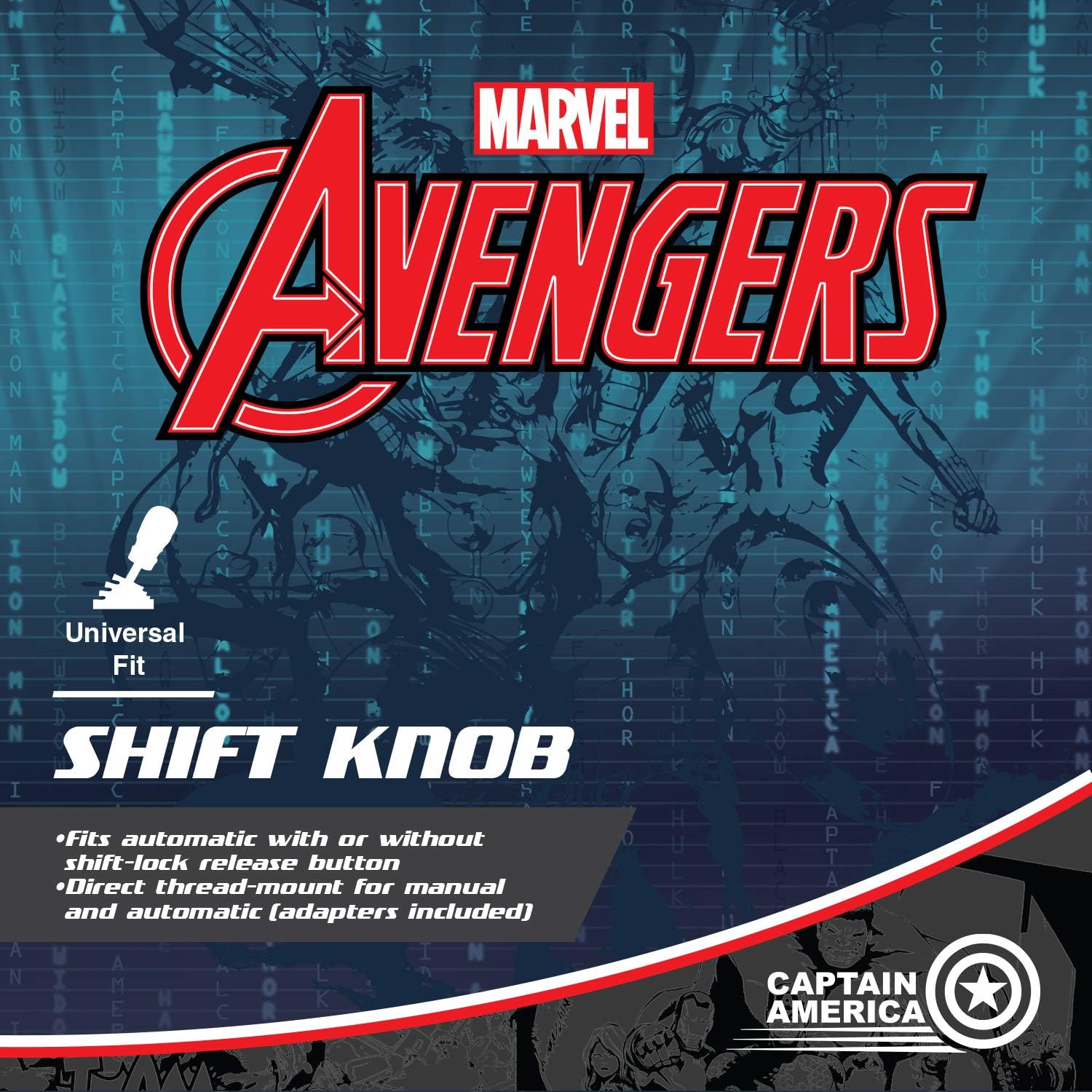 Pilot MVL-0402 Marvel Captain America Shift Knob - Universal Fit