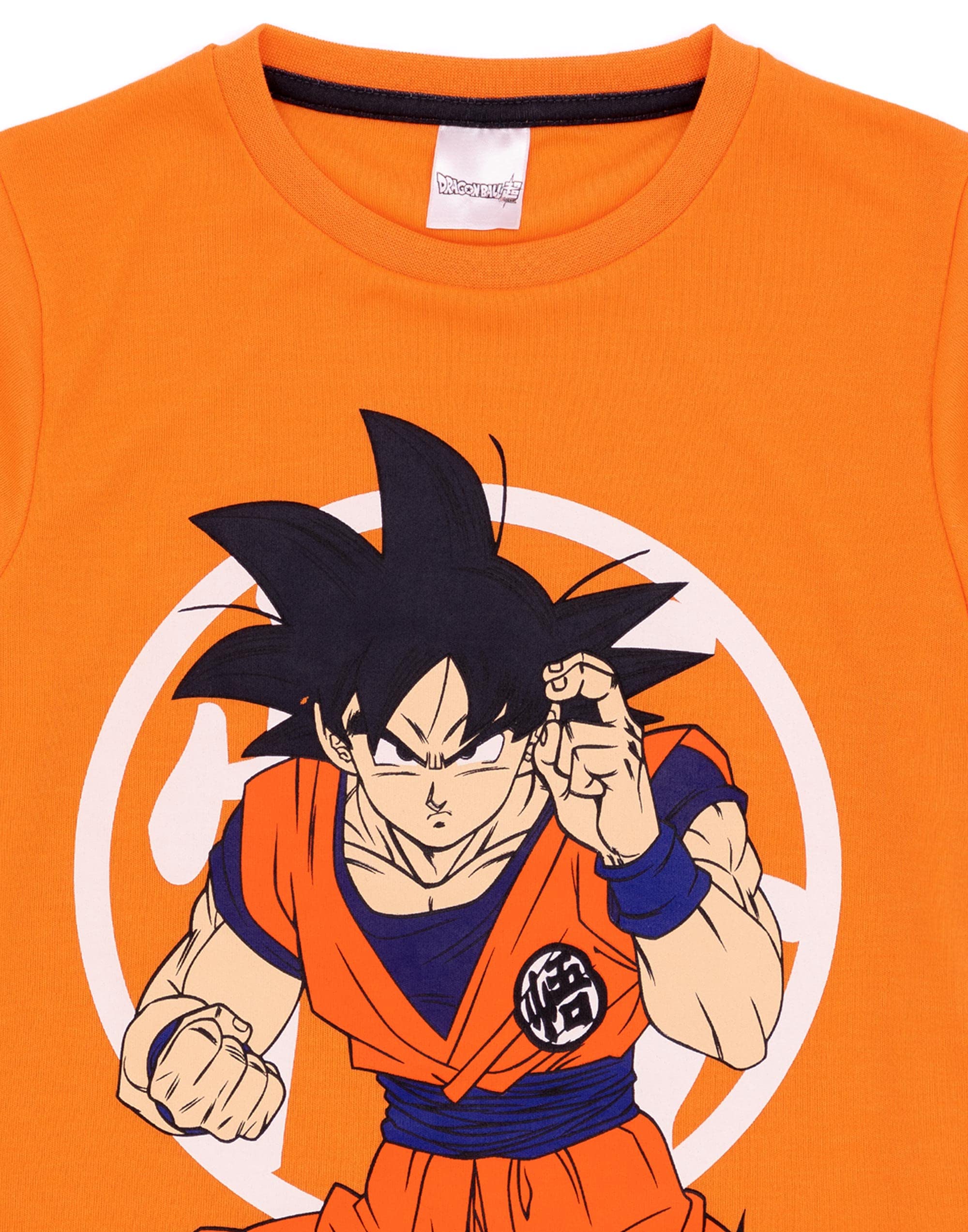 Dragon Ball Z Pigiama Bambini | Ragazzi Ragazze Goku Personaggio Arancione Manica Corta T-Shirt Simbolo Guerriero Pantaloncini Nero | Merchandising di Abbigliamento Anime