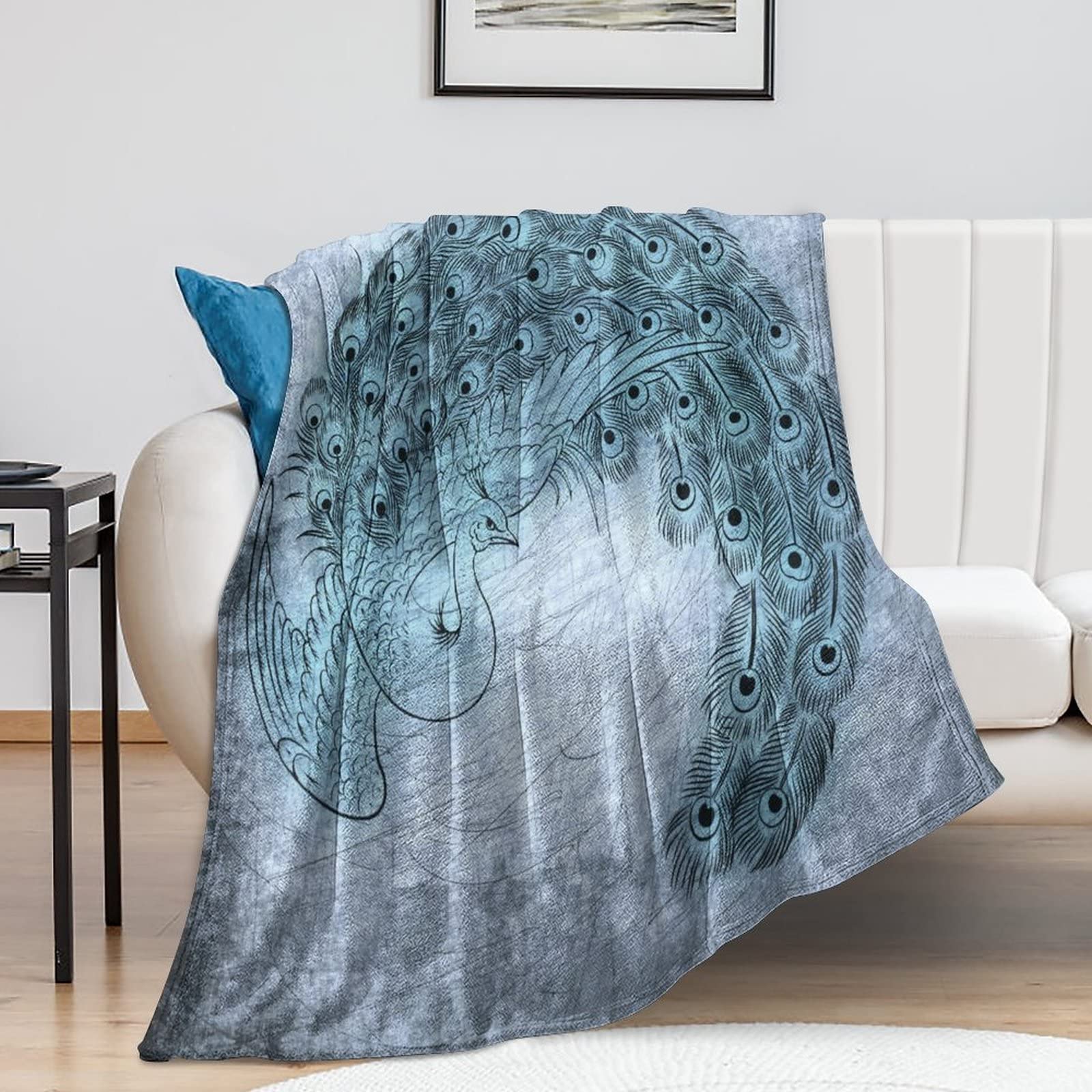 Couverture polaire paon jeté de lit doux, cadeau de pendaison de crémaillère