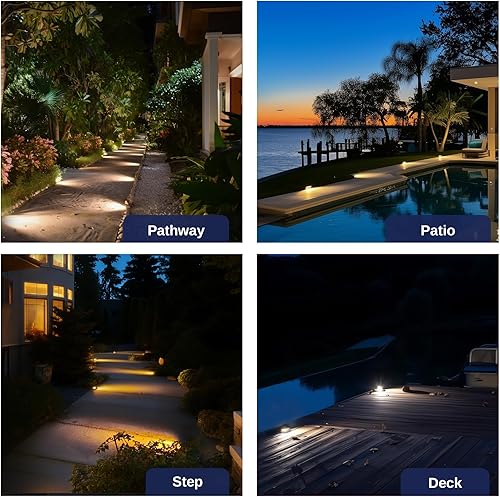 Miniatura 6 de Gardenreet Luces de pozo de latón para exteriores, iluminación LED de bajo voltaje de 12 V, luces de suelo para jardín, camino sin bombilla MR16