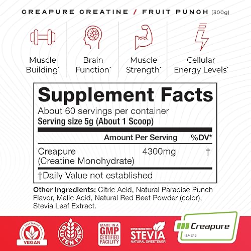 Vista 21 de Muscle Feast Creapure Creatine Monohydrate - Polvo vegano, apto para dieta cetogénica, sin gluten, suplemento de recuperación muscular y creatina