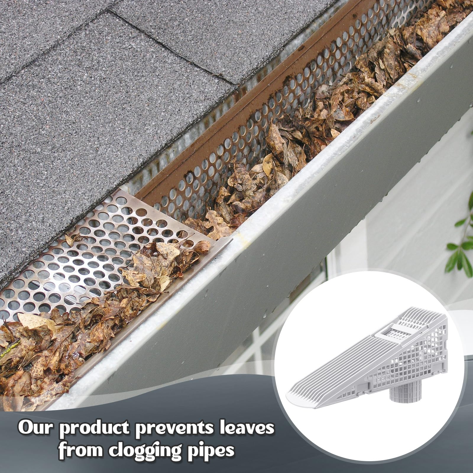 8-Pack Adjustable Aluminium Gutter Guard Downspout Strainers – Expandable, Silver