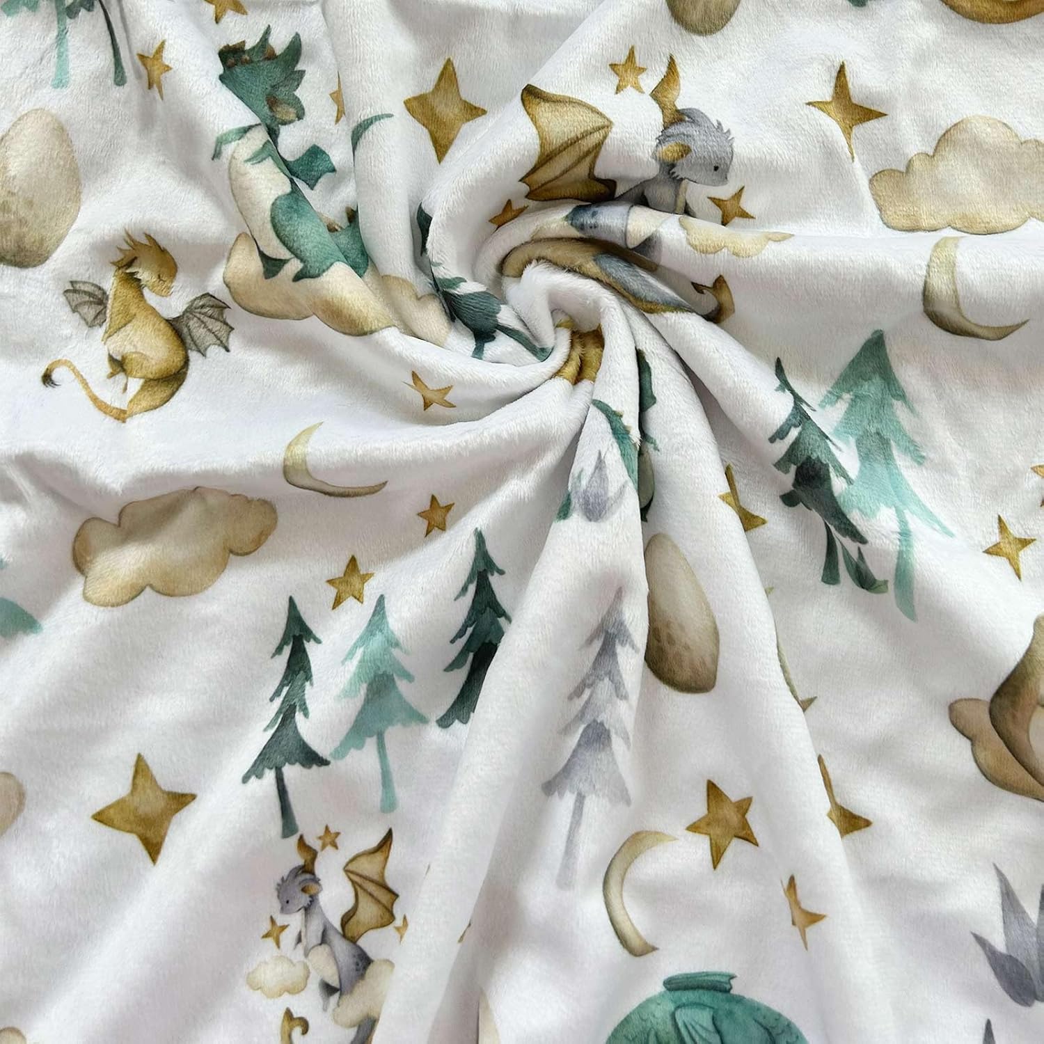 Dragon Baby Blanket for Unisex Soft Minky Blanket with Double Layer Dotted Backing, for Toddler, Newborn Crib, Stroller, Fairy Tale Theme Nursery Egg Moon Stars Cloud Receiving Blankets, 30"x40" - Image 3