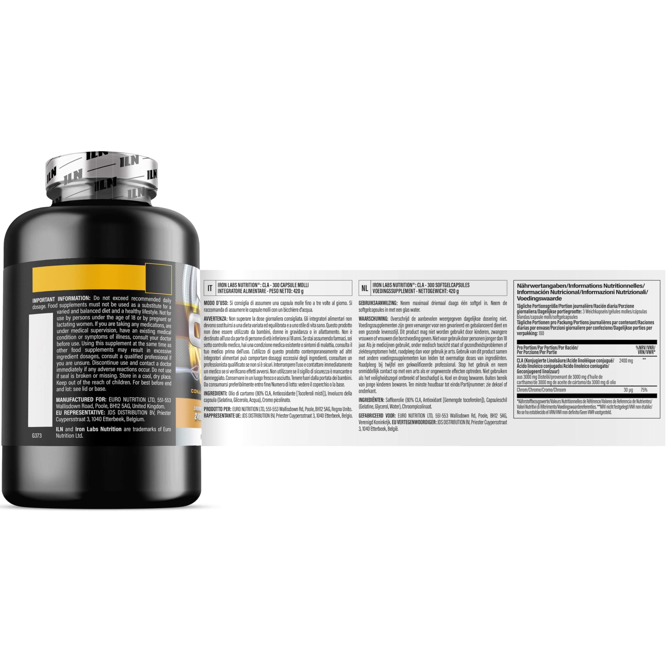CLA – 3000mg avec 80% d'Isomères Actifs et Chrome – 300 Softgels