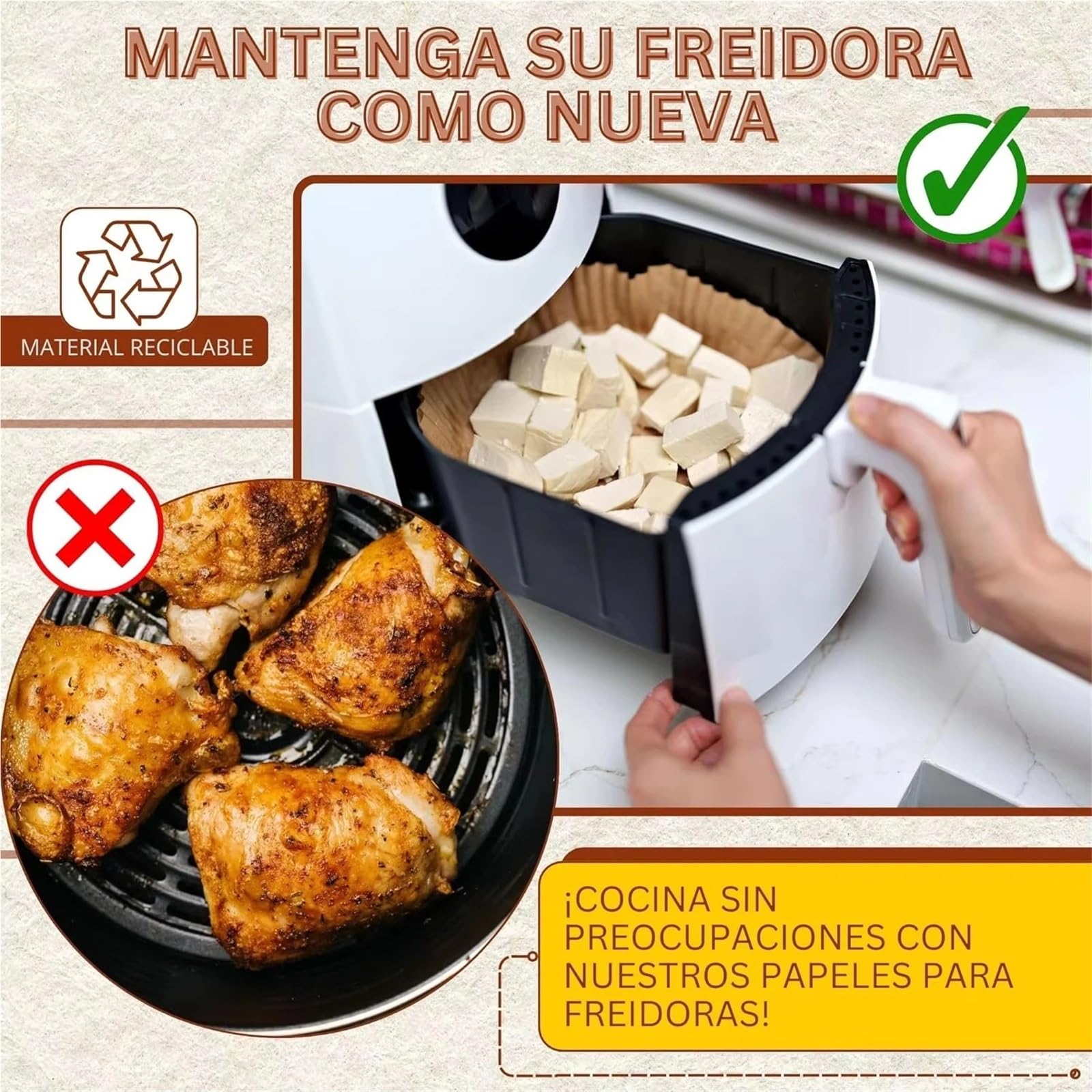 Lot de 300 feuilles papier sulfurisé perforées carrées 20 à 24 cm for friteuse air, jetables, for plaques cuisson Pour La Cuisine Maison(23cm set)