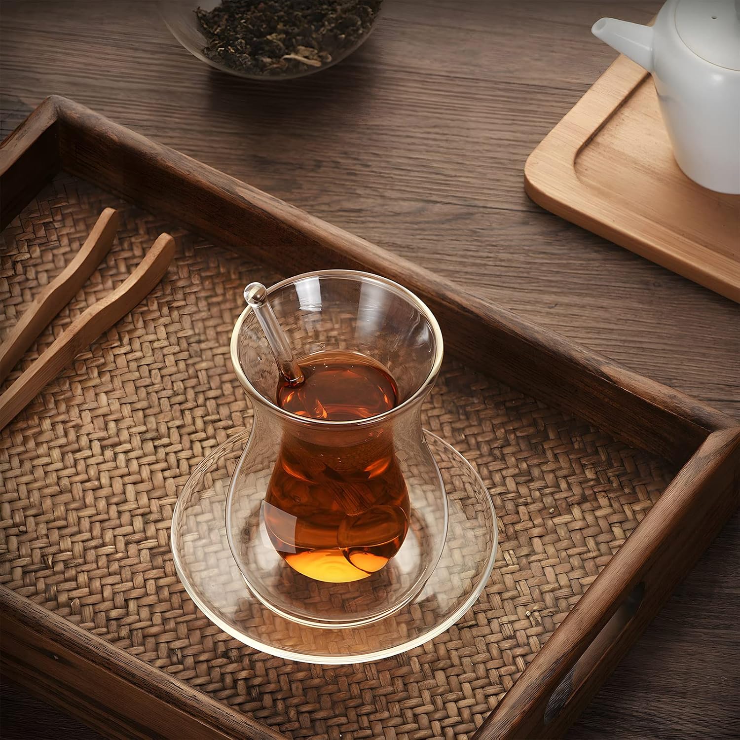 YY Premium Double Wall Turkish Coffee Glasses and Saucers with Mixing Spoons, Turkish Tea Cup Set of 2, 150ml, Perfect for Party, Gifts, Housewarming, Weddings, Aniversary