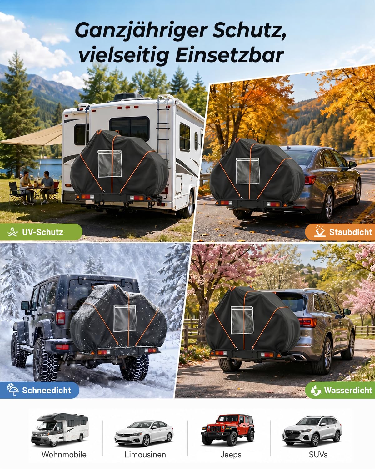 Fahrradabdeckung für 2 Fahrräder, Fahrradabdeckung Wasserdicht Winddicht | 600D fahrradplane, 210×80×115cm, Reißfestigkeit, mit 6M seil und aufbewahrungstasche, Tragbare, für Camping Autoreisen Umzüge