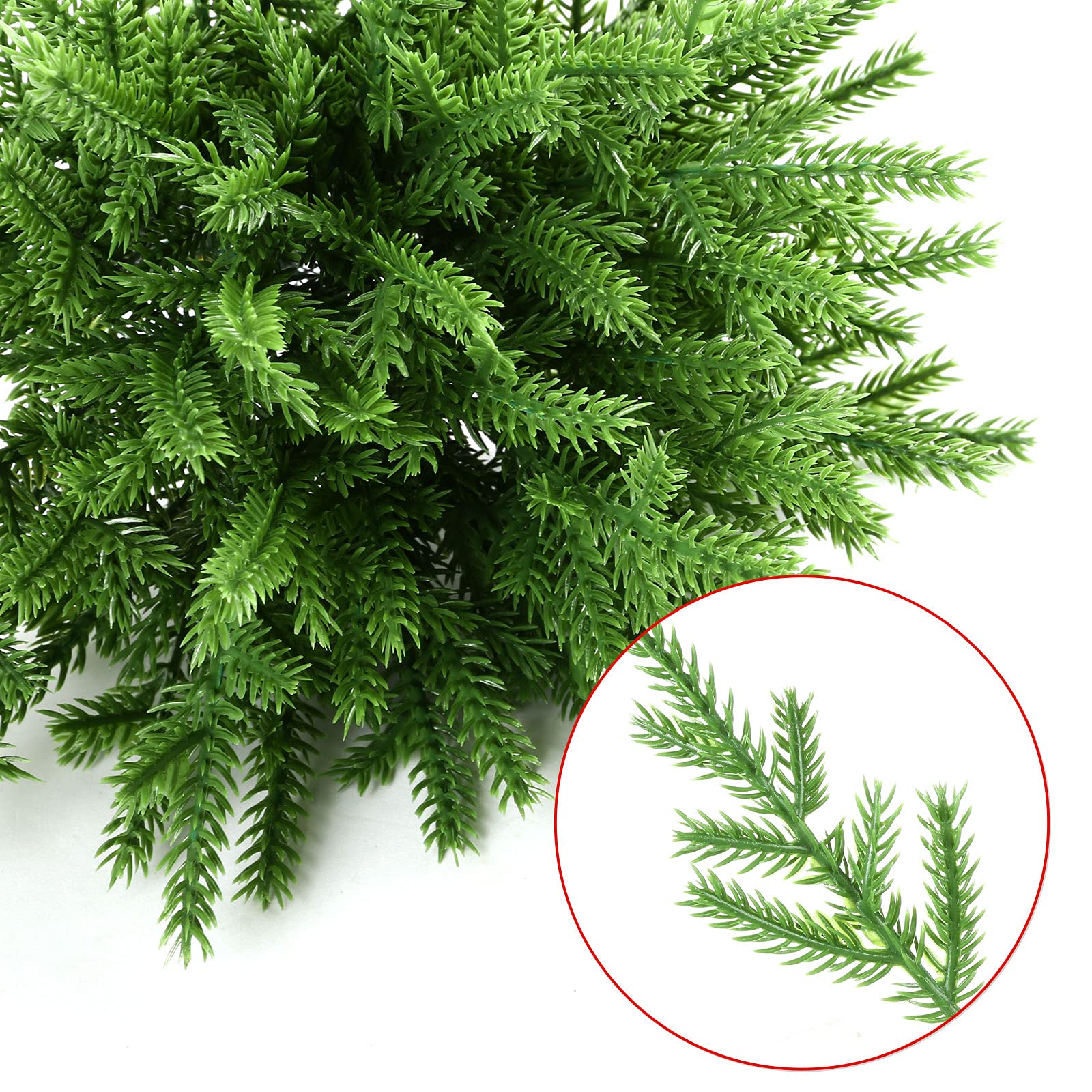 GWHOLE 60 Pcs Norfolk Pine Stems Artificial Pine Branches Christmas Foliage Filler Branches for Xmas Tree Garland Wreath Home Decor - Image 3