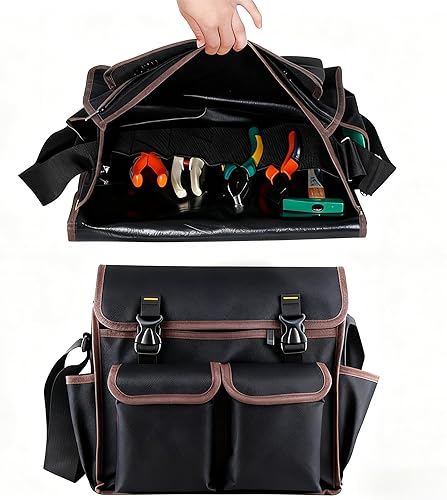 Bolsa de herramientas con múltiples bolsillos de boca ancha, bolsa de herramientas plegable de boca ancha de 14 pulgadas, bolsa de herramientas para