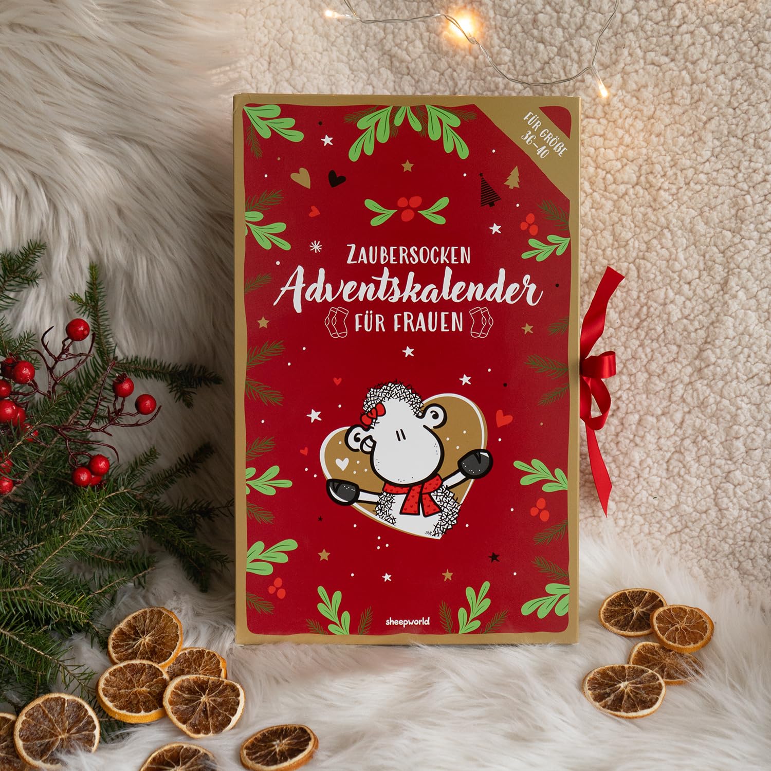 Sheepworld Socken Adventskalender für Frauen | Kalender mit 12 Paar Damensocken, einzeln gepresst in 24 Päckchen, Größe 36-40 | Lustiges Geschenk, Weihnachten | 51182
