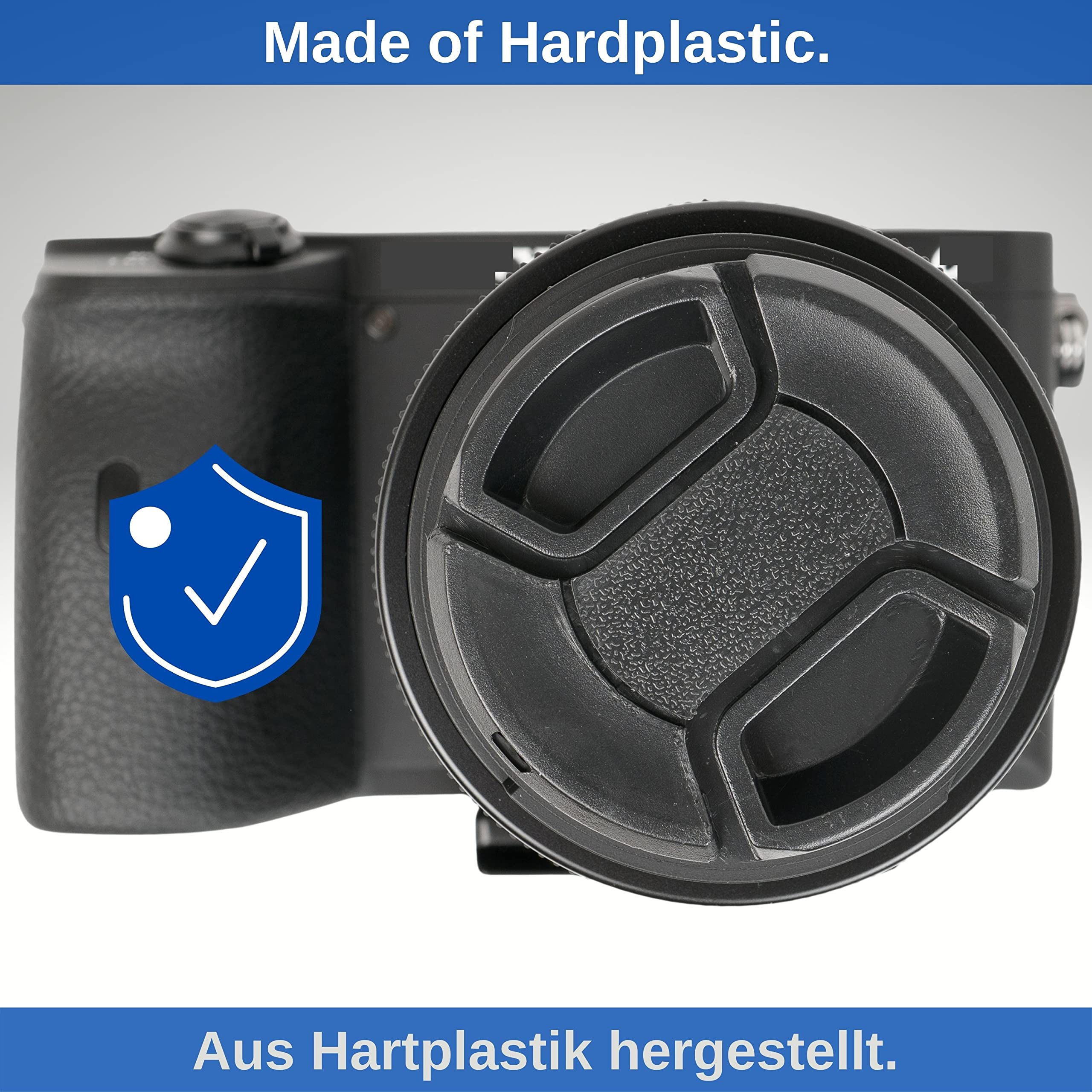 LENS-AID Lot De 3 Supports De Bouchon D'objectif Avec Cordon Pour Capuchons D'objectif : Su00e9curitu00e9 Universelle Avec Bande U00e9lastique Compatible Avec Nikon, Fuji, Tamron, Sigma, Olympus