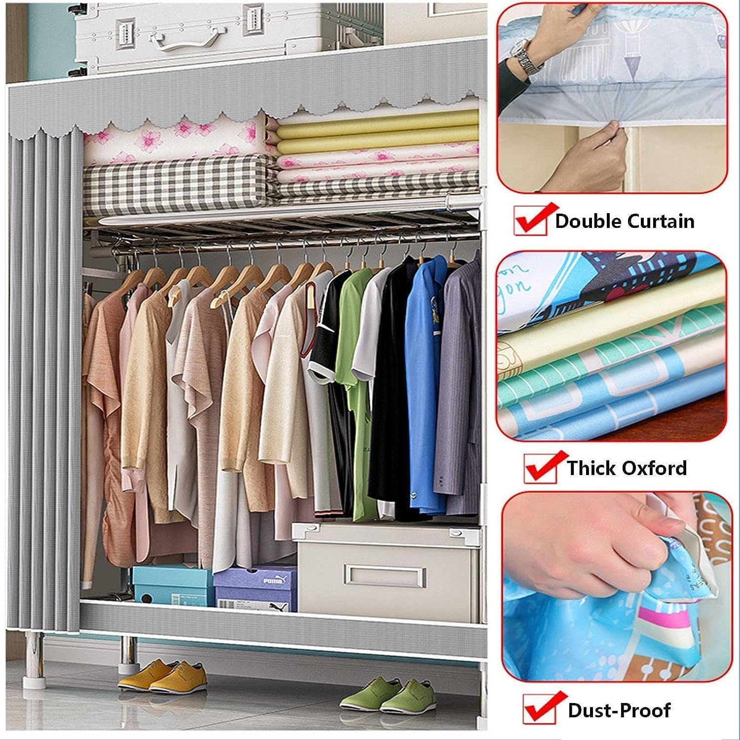 Wardrobe Closet Schrank Tragbarer Kleiderschrank, Freistehender Schrank-Organizer Mit Abdeckung Für Aufhängen Und Aufbewahren Closet Aufbewahrungsschrank(84 * 46 * 173cm)