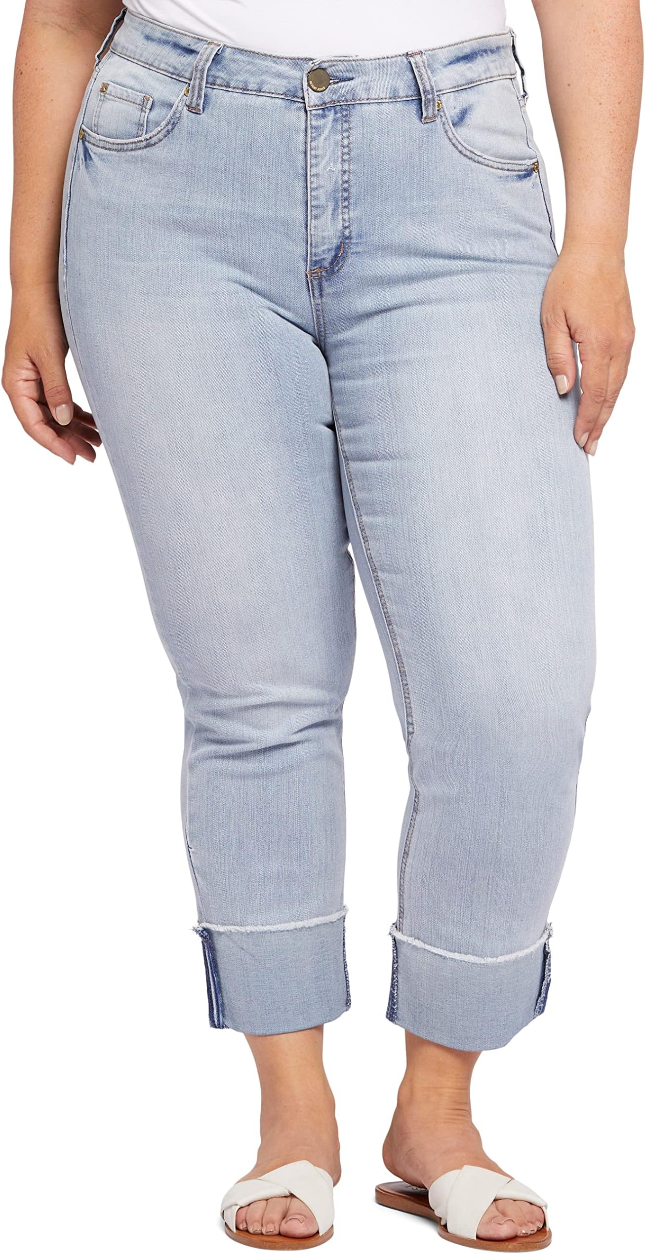 Seven7Women's Plus Size High Cuff Slim Straight