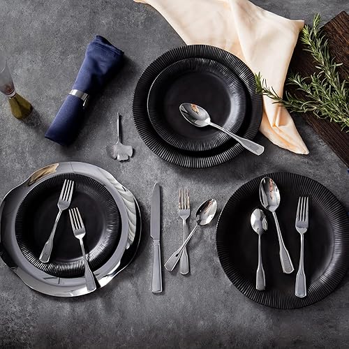 Miniatura 6 de KINGSTONE Juego de cubiertos de 40 piezas, acero inoxidable 1810 para 8, juego de cubiertos de vajilla para 8 personas, juegos de utensilios para