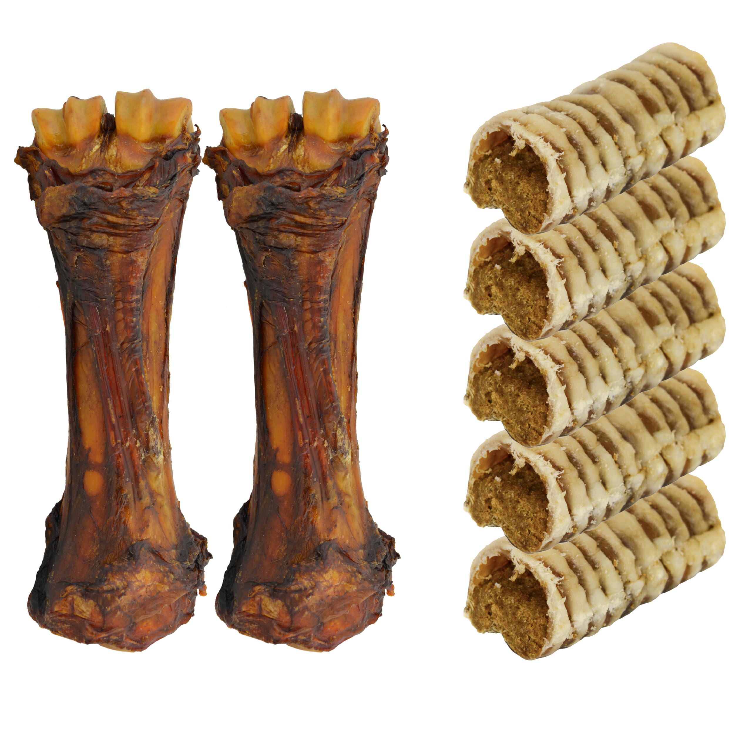 Shank Bone and Peanut Butter Trachea Dog Treat Bundle – 2 Shank Bones and 5 Peanut Butter Filled Trachea