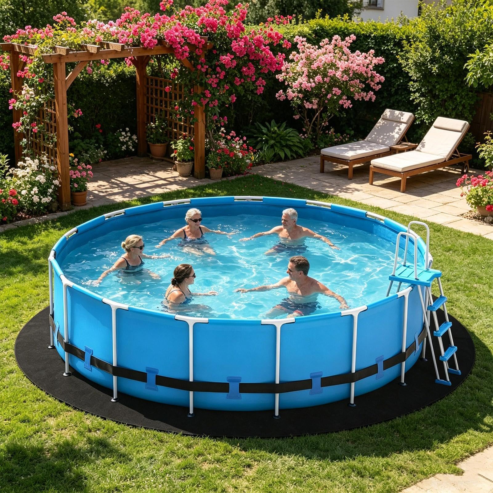Tapis De Sol pour Piscine - 3 X 3 M Bâche De Protection Robuste Et Anti-Crevaison, Tapis De Sol Universel pour Piscine Tubulaire, Gonflable Et Spa, Rond/Rectangulaire