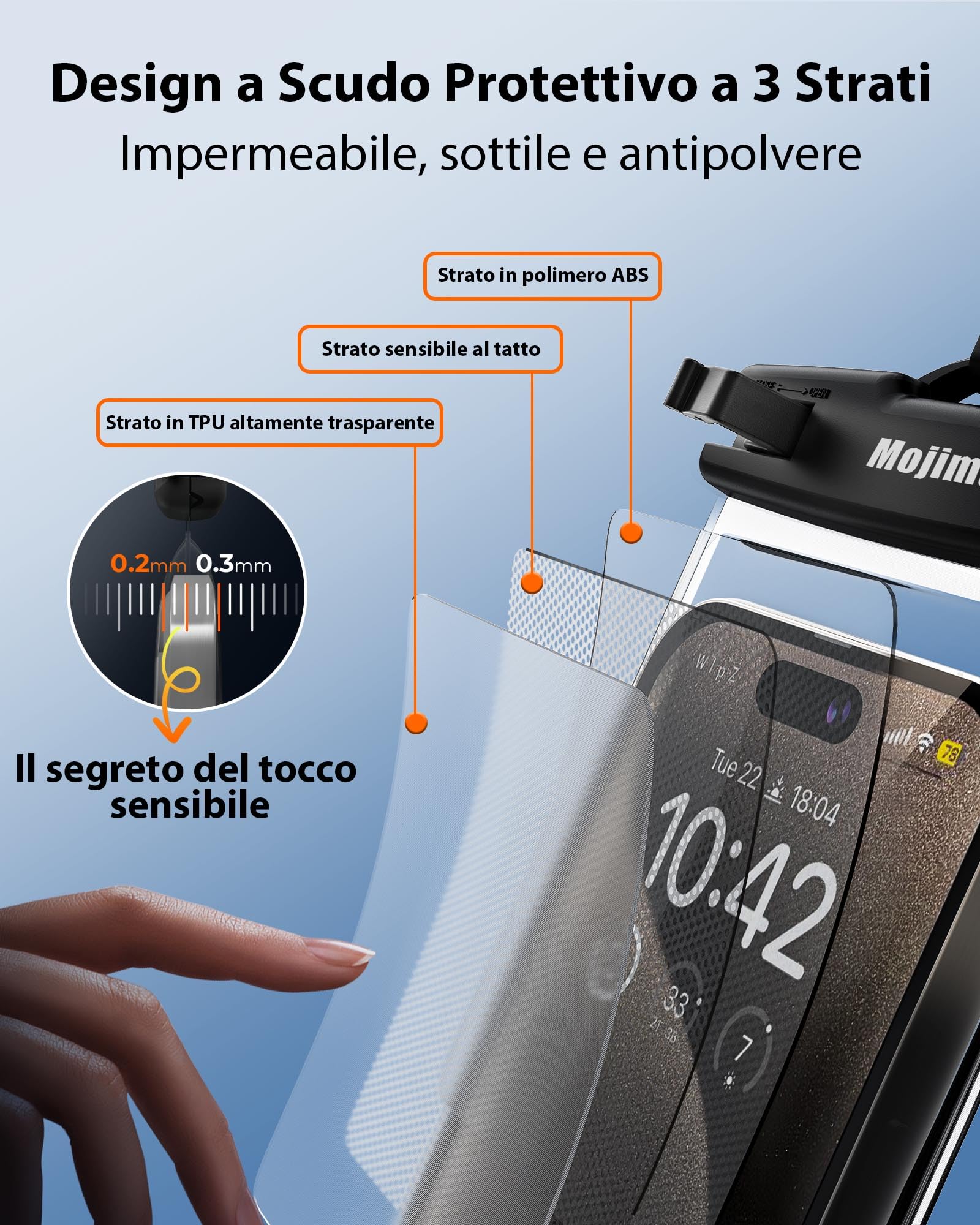 Mojimdo Eccellente 8,00'' Plus Custodia Impermeabile Smartphone, Borsa Impermeabile IPX8/30M Tocco Sensibile Cover Subacquea, Porta Cellulare Impermeabile Compatibilità per iPhone/Samsung/Xiaomi etc
