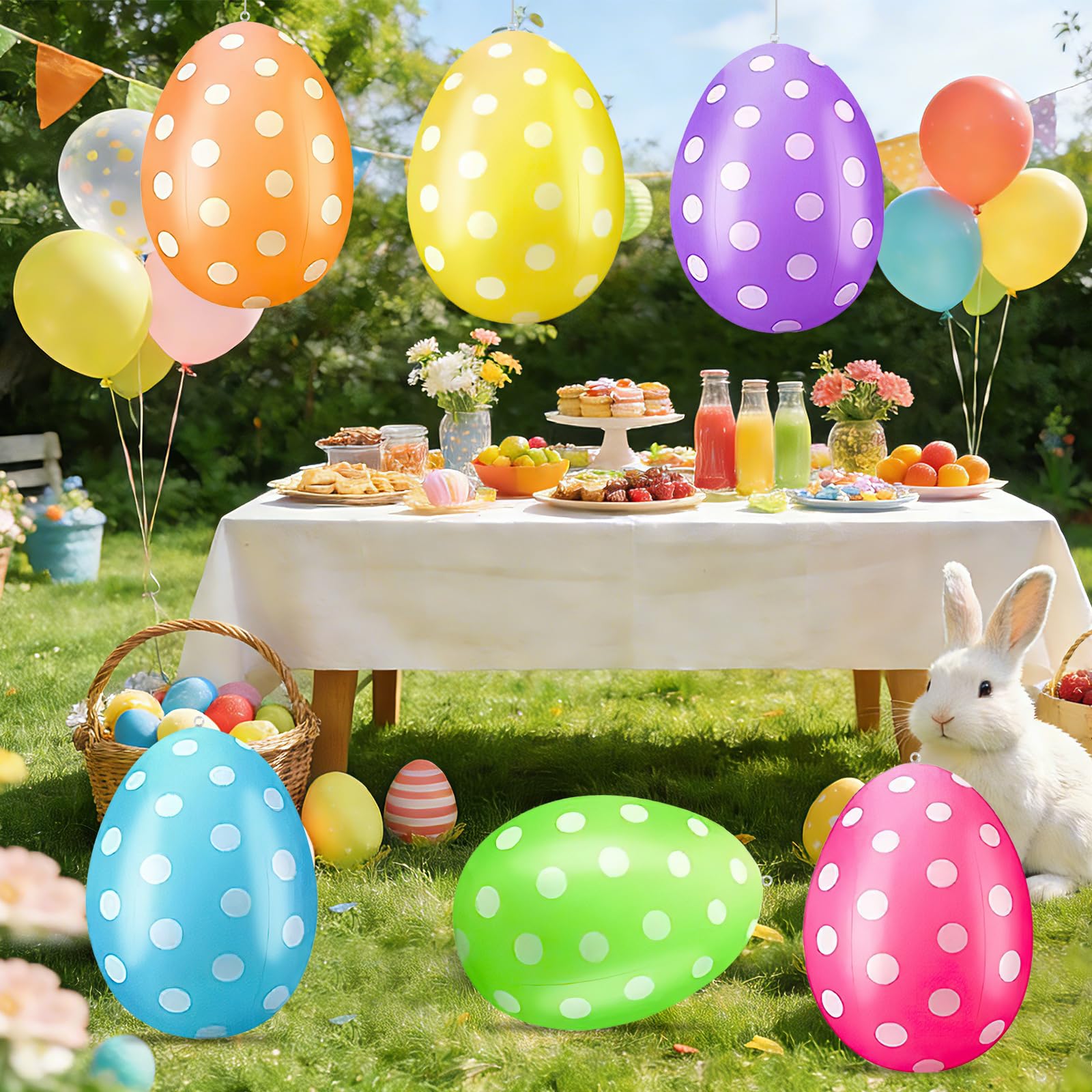 Oeufs de Pâques Gonflables 40 cm Décorations Géants pour Jardin Pelouse