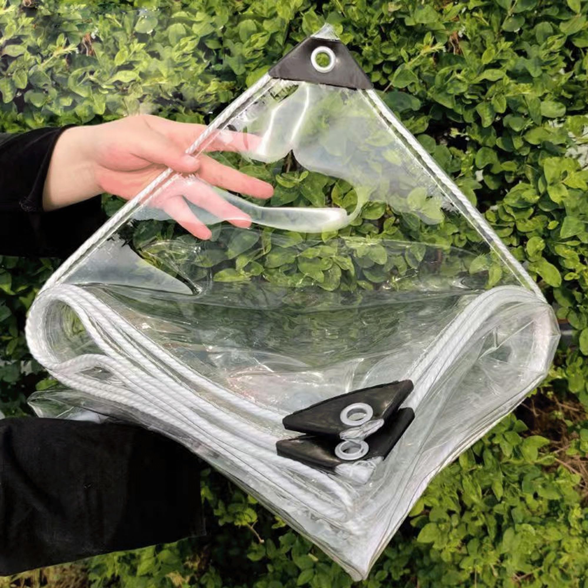 Lona impermeable transparente para invernadero y jardin con ojales resistentes
