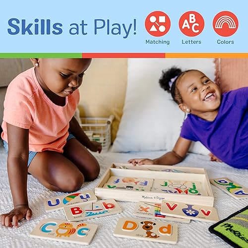 Miniatura 5 de Tarjetas con imágenes del abecedario Melissa & Doug juguete educativo con 13 tablas de madera de doble cara y 52 letras