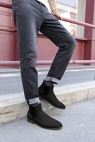 Miniatura 3 de Coutgo Botas Chelsea para hombre, botas de vestir cómodas de gamuza, botas de tobillo Chukka