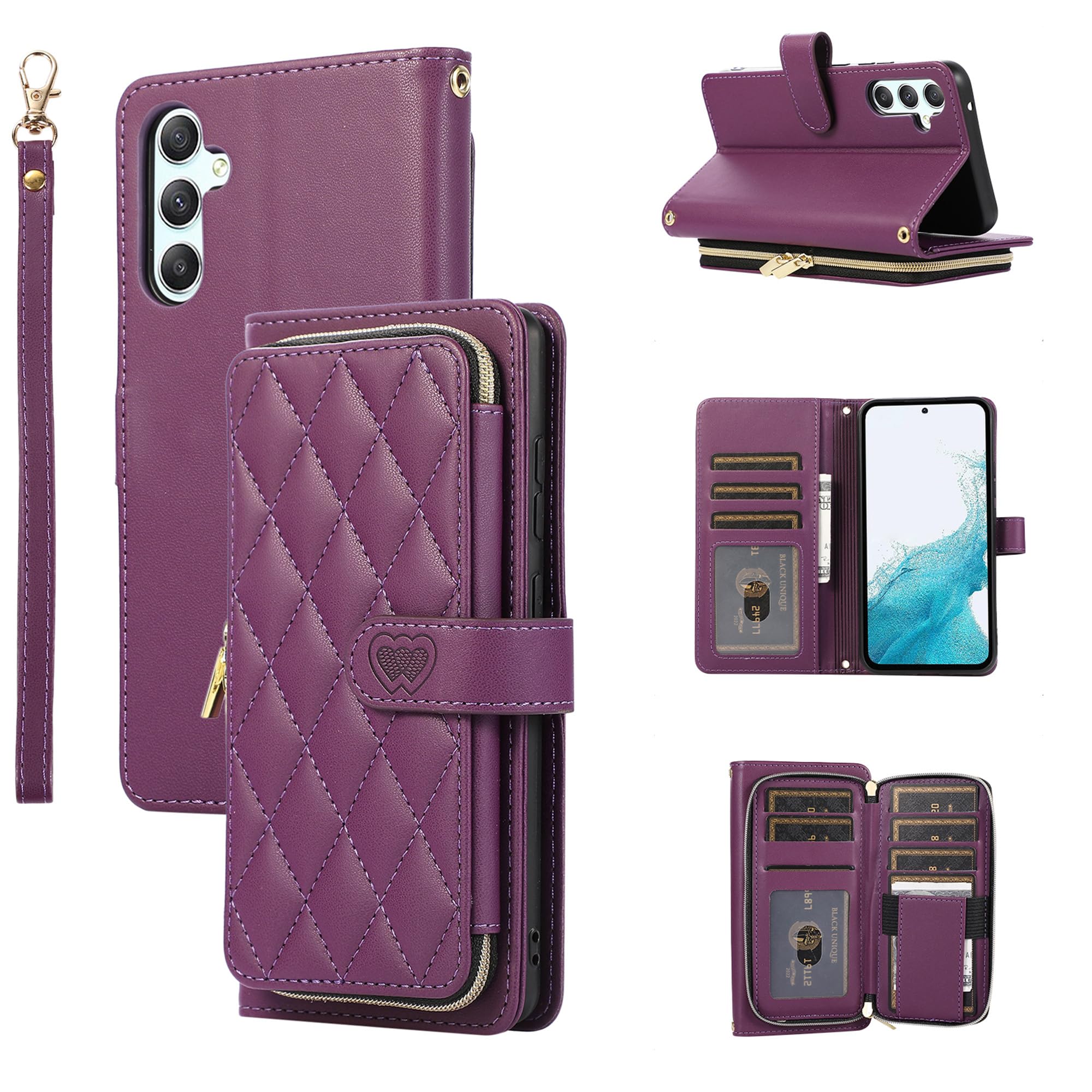 for Samsung Galaxy S24 FE Case Wallet, 6-Card Holder, Dark Purple
