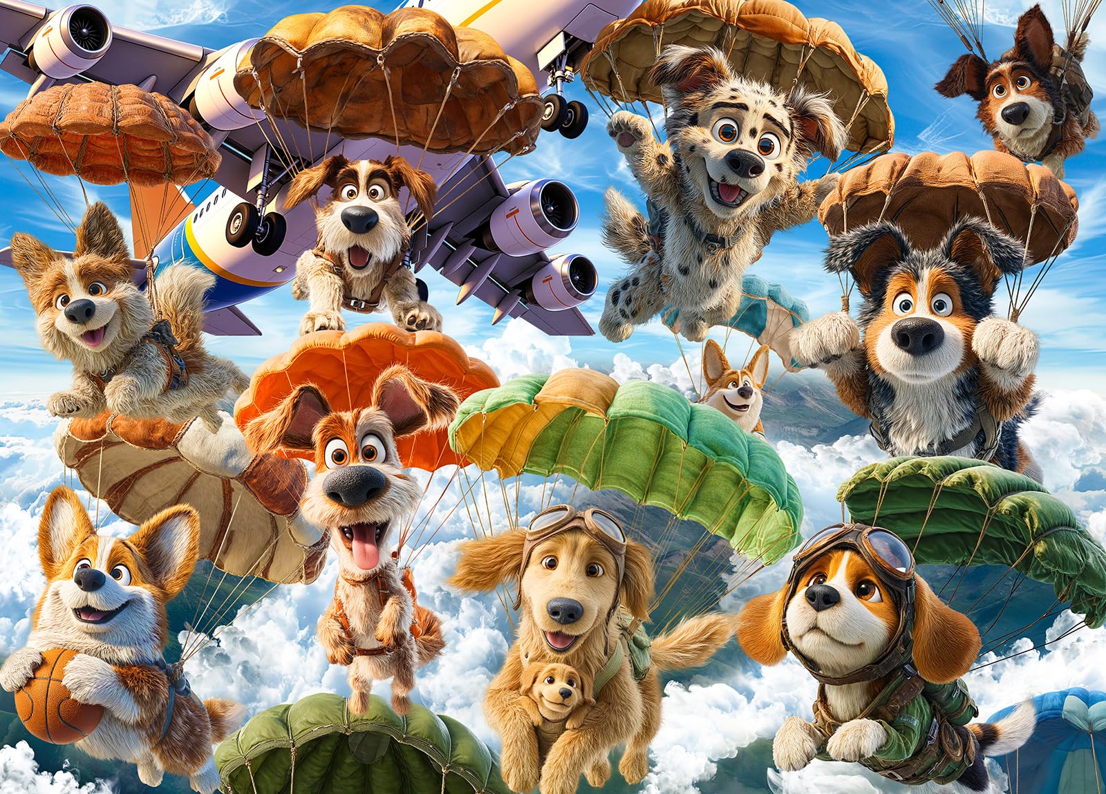 Puppy Skydiving Jigsaw Puzzles for Adults 1000 Jigsaws