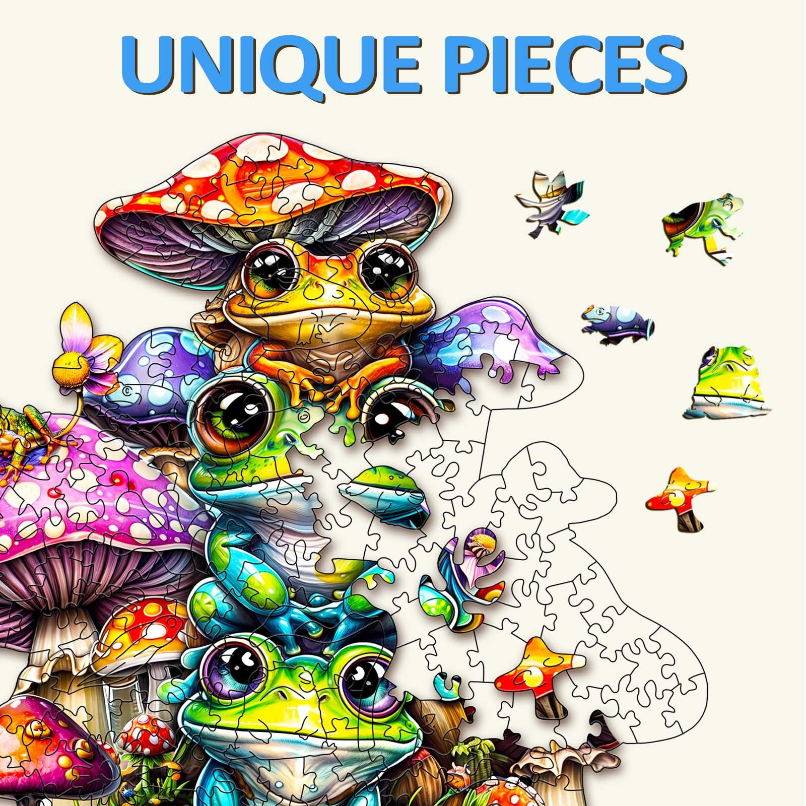 WOODBESTS Wooden Puzzle for Adults, Frog Family Puzzle (M, 190pcs, 11.4