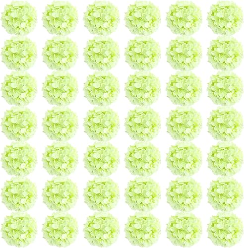 Auihiay 64 piezas de flores de hortensia completas, cabezas de flores artificiales de hortensia de seda con tallos, flores artificiales para boda,