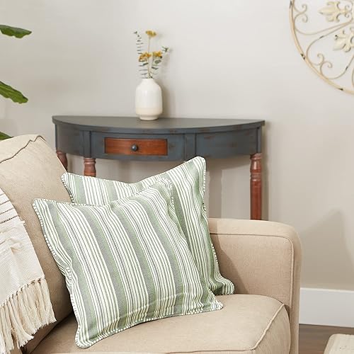 Miniatura 107 de DII Colección de fundas de almohada, algodón reciclado, cremallera oculta, 18x18, rayas cambray, azul brillante, 2 piezas