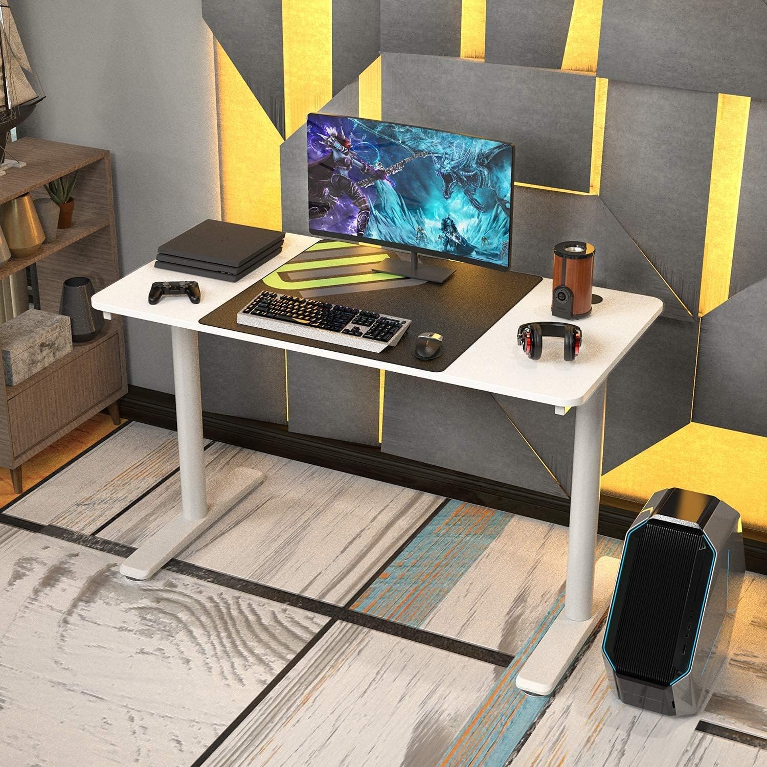 Flash Deals - 80% OFF It's_Organized White Computer Desk,47 inch PC Laptop Computer Table Workstation with Mouse Pad,Modern Study Writing Desk for Home Office Gaming/Working