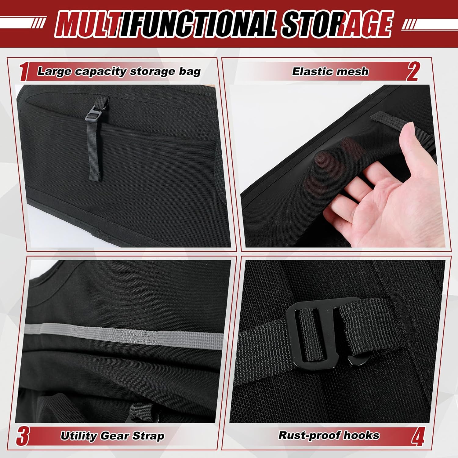 1 Pair Rear Door Storage Panels Compatible with 2015-2026 Ford Transit 250 High Roof Van, 1680D Heavy Duty Oxford Fabric, Drilling Installation (Upper Panel)