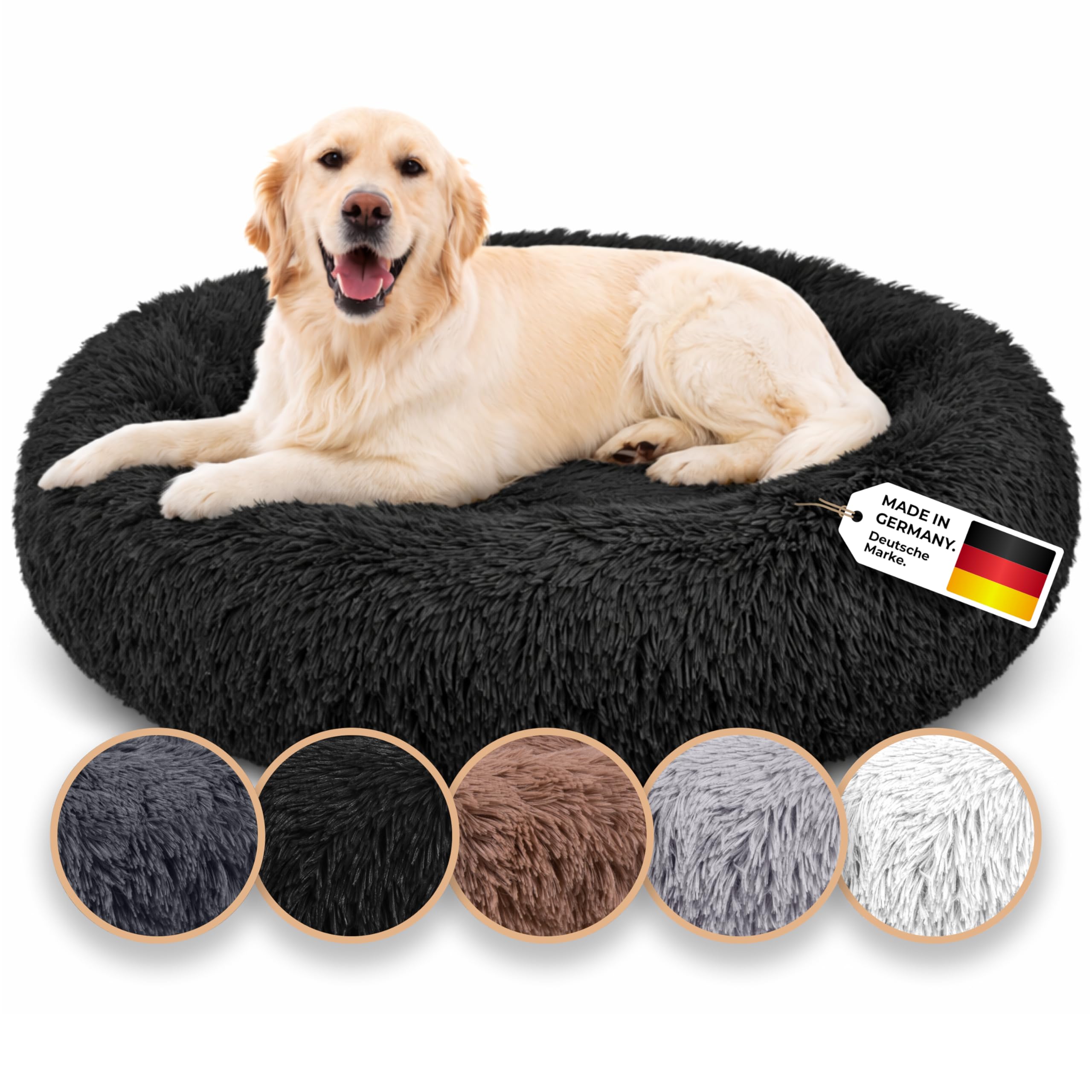 Belune® Hundebett [mit waschbarem Bezug] - Das Original - [XXS, 50cm, Schwarz] Hundekorb, Katzenbett, Hundekörbchen, Dog Bed, Flauschiges Hundebett für große, mittelgroße & kleine Hunde