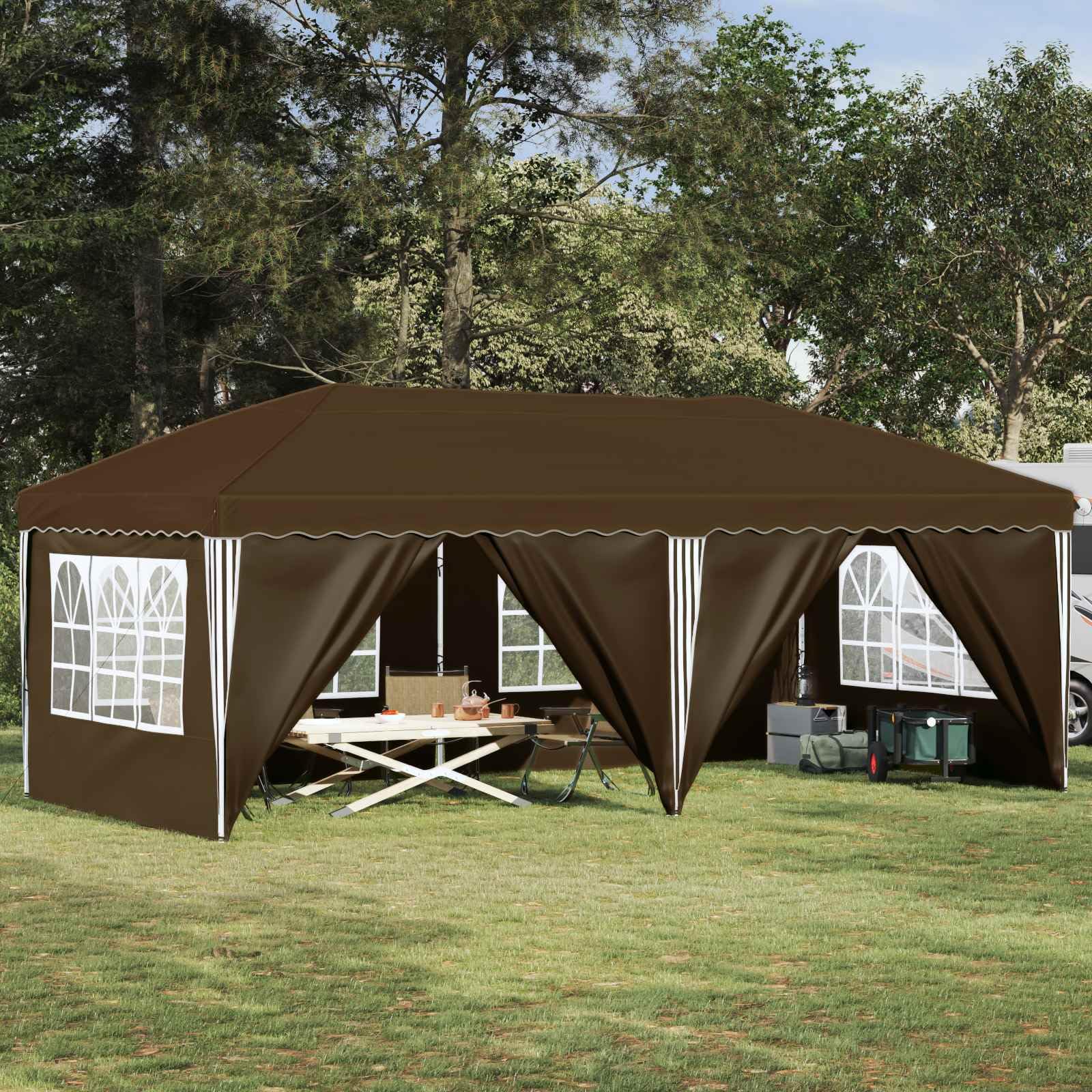 vidaXL Namiot imprezowy rozkładany 575 x 288 x 245 cm Szarobeżowy