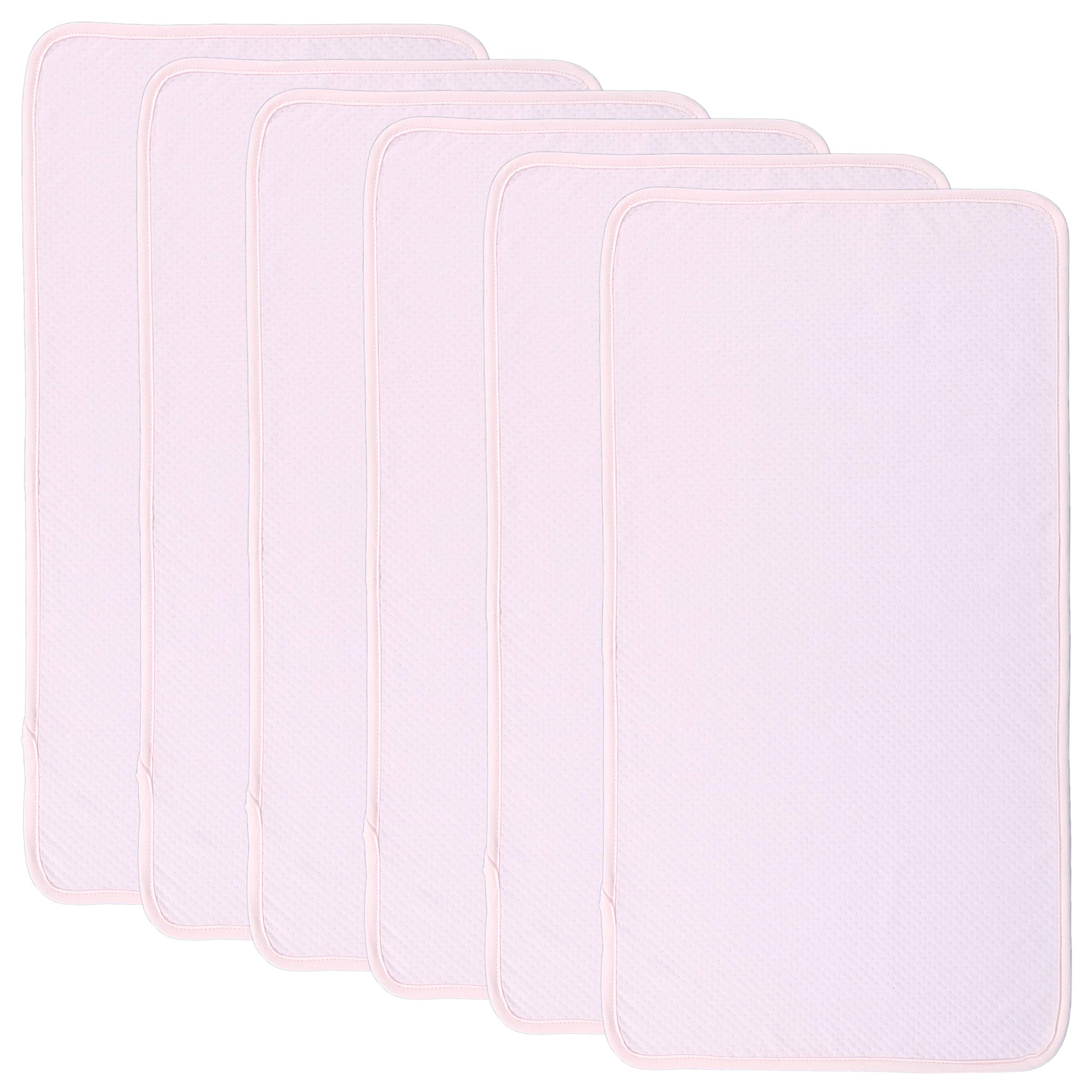 Belsden 6PK Extra Large Quilted Changing Pad Liners Waterproof, Cotton Bamboo Ultra Soft Changing Table Cover Liners, 28” x 15" Washable Reusable Changing Mats Protector, 6 Pack Set, Light Pink