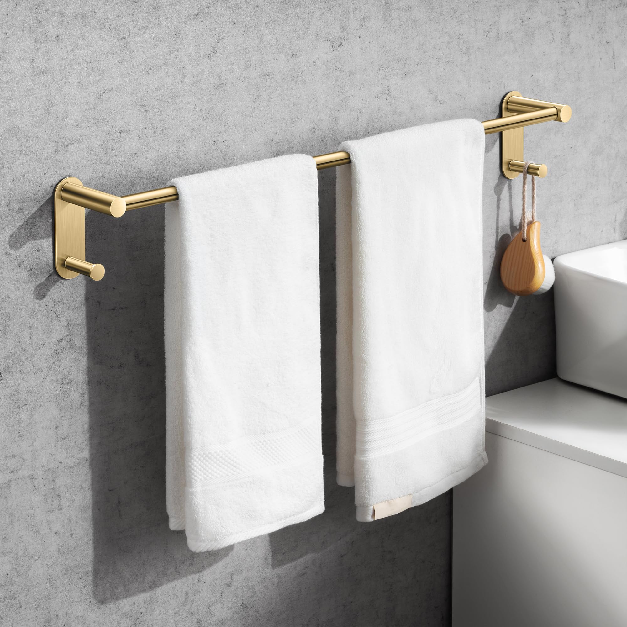 HITSLAM 24-Inch Self-Adhesive Towel Bar – SUS304 Stainless Steel With No-Drill Or Screw Mounting Options (Matte Black)