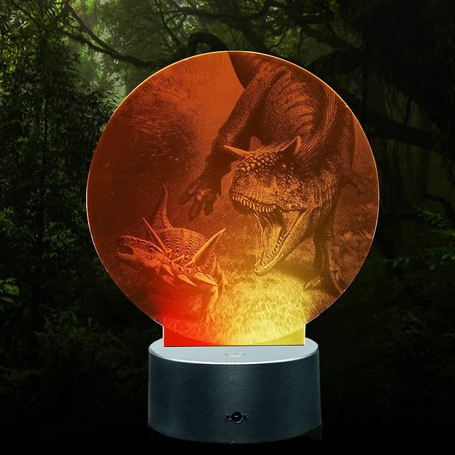 GROLF 3D Illusion Lamp Dinosaur, Night Light Remote Control Desk Visual Lamp for Kids,7 Changeable Colors Display Gift Wrap for Home Decor (Dinosaurs)