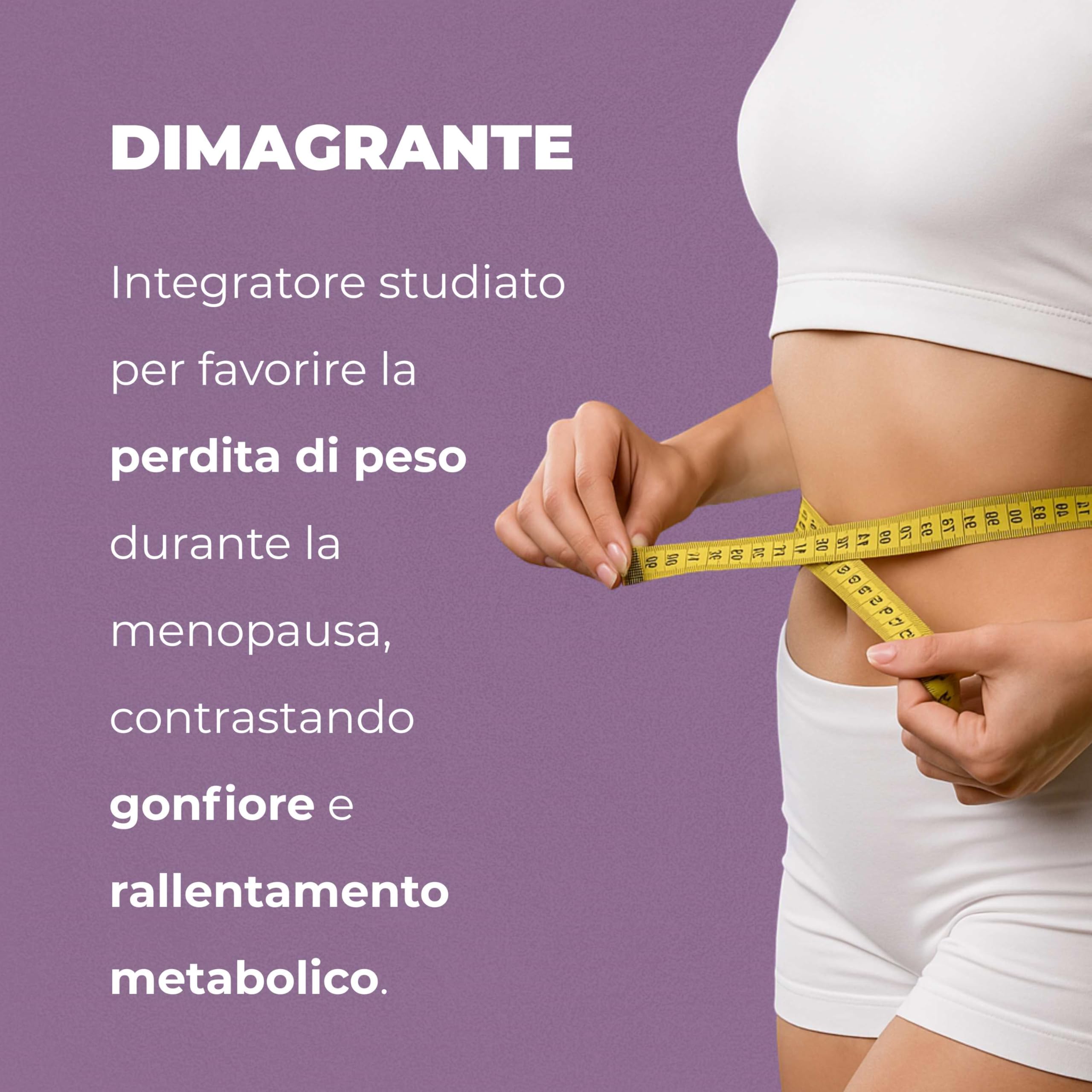 Menopausa Peso Integratore Donna 120 Compresse – Dimagrante e Drenante Forte – Pancia Piatta, Metabolismo e Benessere in Menopausa - Trifoglio Rosso e Salvia
