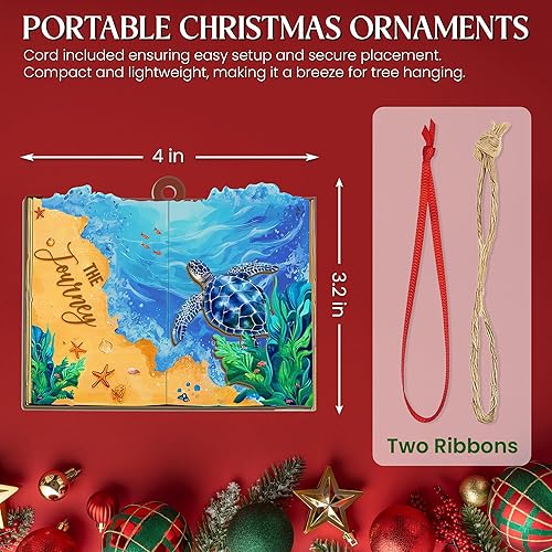 Miniatura 4 de Adorno atrapasoles de tortuga marina Decoración colgante de ventana de libro de playa oceánica, regalo de vida marina para amantes del océano y los