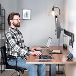 VIVO Premium Aluminum Heavy Duty Monitor Arm for Ultrawide Screens up to 49 inches and 44 lbs, Single Wall Mount, Pneumatic Height, Max VESA 100x100, Black, MOUNT-V101G1