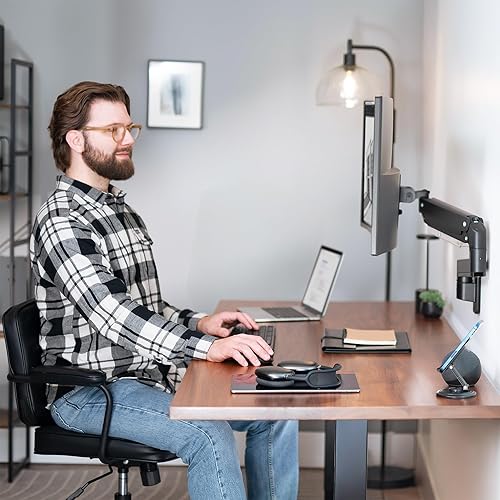 Miniatura 5 de VIVO Brazo de Monitor de Aluminio Premium de Servicio Pesado para Pantallas Ultraanchas de hasta 49 pulgadas y 44 libras, Montaje de Pared