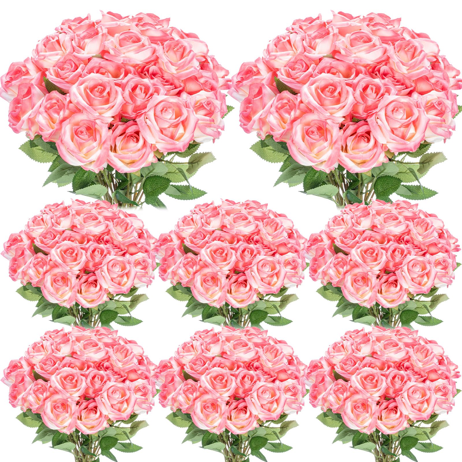 Hotop 80 Pcs Gradient Pink Artificial Roses